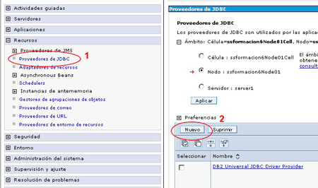 Crear proveedor JDBC Websphere